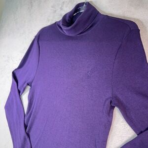Ralph Lauren Sport Purple Turtleneck Knit Long Sleeve Top Women's XL Preppy